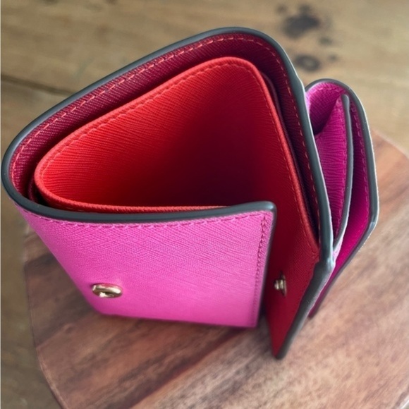 Tory Burch Red and Pink Trifold Wallet - Picture 5 of 8